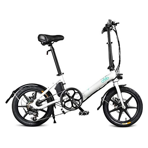 Electric Bike : D3S Folding Electric Bike for Adults, 3 Work Modes LCD Screen Lightweight Variable Speed E-Bike 18KG Weighs 250W Motor, 36V 10.4Ah Battery, 52T Large Crankset (White)
