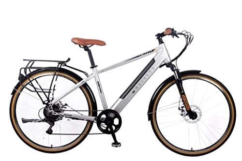 Electric Bike : Dallingridge Malvern Hybrid Trekking Electric Bike 700c Wheel 6 Speed 36v 14ah Satin Silver / Camel