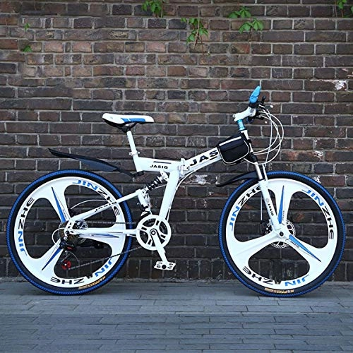 Electric Bike : Dapang Folding Mountain Bike with 26" Super Lightweight Magnesium Alloy, Premium Full Suspension and Shimano 21 Speed Gear, 10, 24