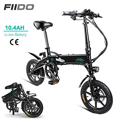 Electric Bike : DAPHOME FIIDO D1 Ebike, Foldable Electric Bike with Front LED Light for Adult (D1-10.4Ah - Black)
