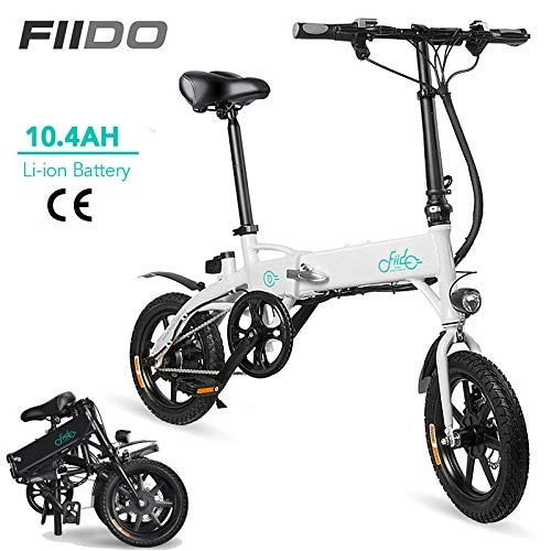 Electric Bike : DAPHOME FIIDO D1 Ebike, Foldable Electric Bike with Front LED Light for Adult (D1-10.4Ah - White)