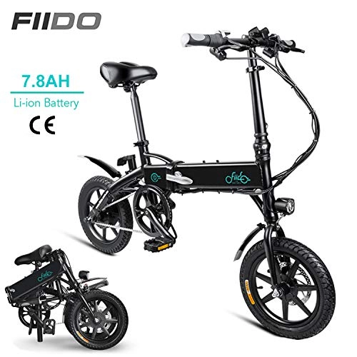 Electric Bike : DAPHOME FIIDO D1 Ebike, Foldable Electric Bike with Front LED Light for Adult (D1-7.8Ah - Black)