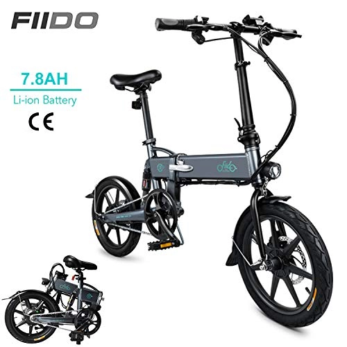 Electric Bike : DAPHOME FIIDO D2 Ebike, 250W 7.8Ah Folding Electric Bicycle Foldable Electric Bike with Front LED Light for Adult (Dark Gray)