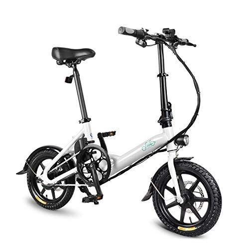 Electric Bike : Daxiong 14" Folding Bicycle Power Assist Adjustable Electric Bike, Moped E-Bike 250W Motor 36V 7.8AH, White
