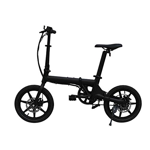 Electric Bike : Daxiong Folding Electric Bicycle Lithium Battery Power Bicycle 16 Inch Power Bicycle Work Is Easy And Convenient, Easy To Carry, Black