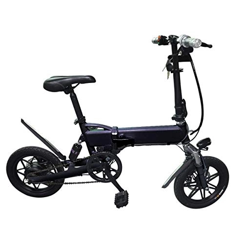 Electric Bike : Daxiong Folding Electric Bicycle with Pedal Booster 14 Inch Double Disc Brakes Adult Electric Car To Work Convenient And Easy To Carry, Black