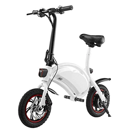 Electric Bike : Daxiong Folding Electric Car 12-Inch Mini Portable Double Disc Brake Adult Electric Car, Easy To Work, Easy To Carry, White