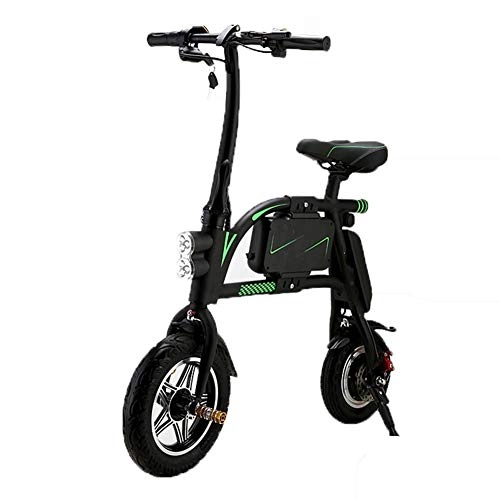 Electric Bike : DBSCD Portable Smart Electric Bicycle, City Speed Bike Handlebars Foldable With LED Light Travel Pedal Small Battery Car Lightweight Adult Moped Rechargeable Battery, Black, Battery~6Ah