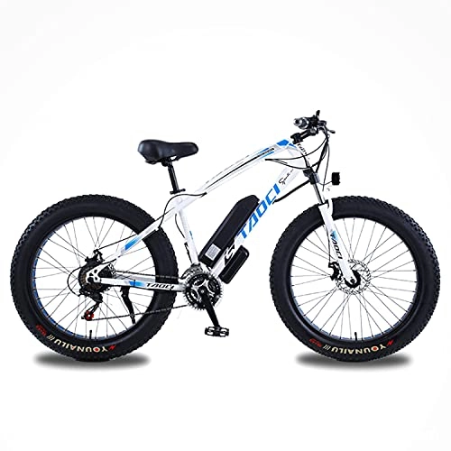 Electric Bike : DDFGG Electric Bikes For Adults, 4.0" Fat Tires 26 Inch 21 Speed Bicycle, 48V 13AH 750W MTB E-Bike With IP54 Waterproof(Color:white)