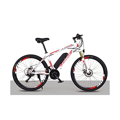 Electric Bike : DDFGG Electric Mountain Bike 26" 250W Electric Bicycle With 36V 8Ah Removable Lithium Battery, 21 Speed Gearbox, 35km / H, Charging Mileage Up To 35-50km(Color:red / white)