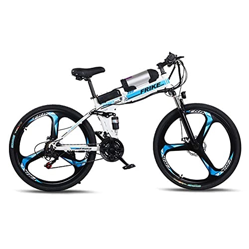 Electric Bike : DDFGG Electric Mountain Bikes for Adults, Foldable MTB Ebikes for Men Women Ladies, 250W 36V 8AH All Terrain 26" Mountain Bike / Commute Ebike (Color:white / blue)