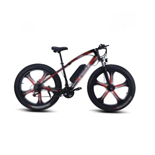 Electric Bike : ddzxc Electric Bicycles 4.0 Fat Tire Electric Bicycle Mountain Lithium Assist Snowmobile Integrated Wheel Variable Speed Beach Bike (Black Red)