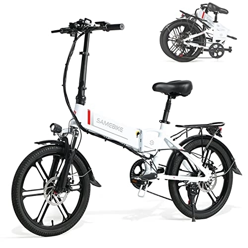Electric Bike : De Soto 48V 10.4AH Electric Bike Upgrade Version 20 Inch Folding Ebike City Commuter Electric Bicycle For Adult(White)