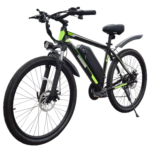 Electric Bike : DEEPOWER S26 Electric Bike, 250W Brushless Motor, 26" x 1.95 Electric Bicycle for Adults, 48V 12.8Ah Removable Battery, 25KM / H, 21-Speed Gears, Mountain EBikes