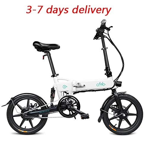 Electric Bike : Deliya Folding Electric Bike (2020 Edition) - Lightweight Foldable Compact Ebike for Commuting & Leisure - 16 Inch Wheels, Rear Suspension, Pedal Assist Unisex Bicycle, 250W / 36V