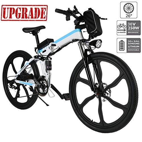 Electric Bike : DEPTH Electric Bicycle Mountain Bike with Removable Large Capacity Lithium-Ion Battery 48V, Electric Bike 21 Speed Gear And Three Working Modes, Blue