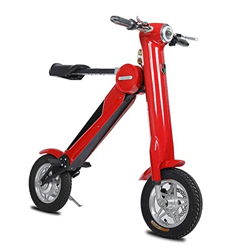 Electric Bike : DEPTH Electric Bike 36V with Removable Large Capacity Lithium-Ion Battery Bicycle 12In Wheel 250W Motors Speed Up To 30Km / H Folding Portable Smart E-Bike Motorized Scooter, Red