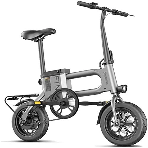 Electric Bike : DEPTH Electric Bike with Large Capacity 36V Lithium-Ion Battery Bicycle 12In Wheel 350W Motors Speed Up To 30Km / H Folding Portable Three Working Modes Smart E-Bike Motorized Scooter, Gray, 7.5AH
