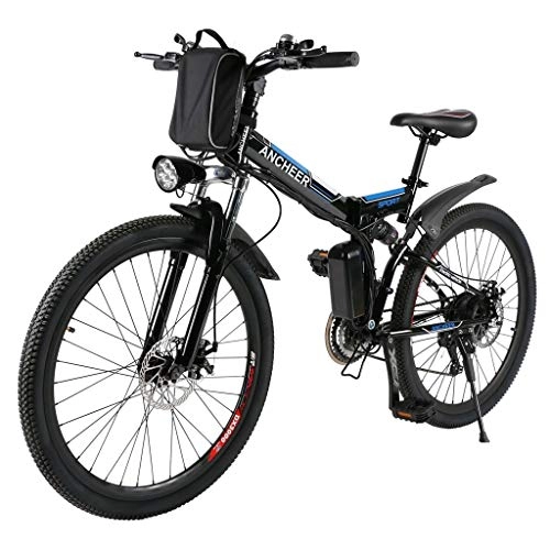 Electric Bike : DEPTH Electric Mountain Bike 48V 10A with Removable Large Capacity Lithium-Ion Battery, Electric Bicycle 21 Speed Gear And Three Working Modes, Black