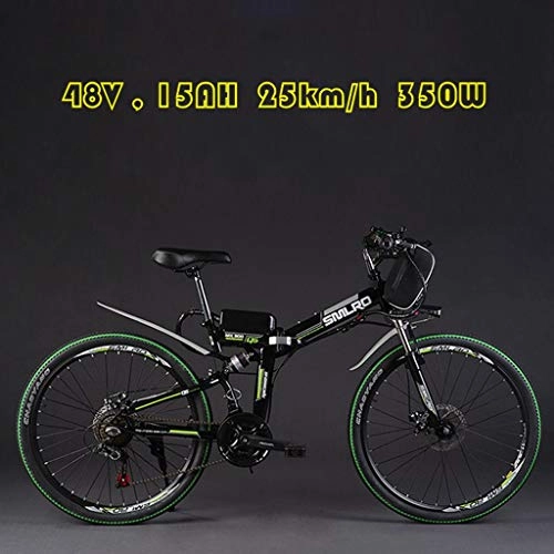 Electric Bike : DEPTH Electric Mountain Bike 48V 15AH with Removable Large Capacity Lithium-Ion Battery Electric Bicycle 21 Speed Gear And Three Working Modes 350W E-Bike, Black, 26
