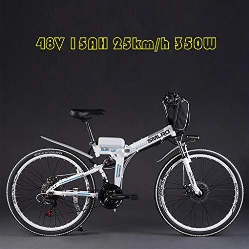 Electric Bike : DEPTH Electric Mountain Bike 48V 15AH with Removable Large Capacity Lithium-Ion Battery Electric Bicycle 21 Speed Gear And Three Working Modes 350W E-Bike, White, 26