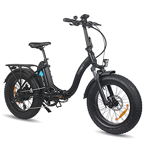 Electric Bike : DERUIZ LAVA 26" Electric Bike AMBER 20 Inch Folding Fat Tire Bicycle Adults, 48V Fat Tire Electric Bike Snow bike with Removable 624WAh Lithium Battery, Shimano 7 Speed(Optional)