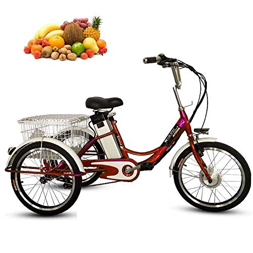 Electric Bike : dfff 20" lithium battery booster Adult tricycle 3-Wheels Trike electric bicycle with LED light 10AH travel 20km