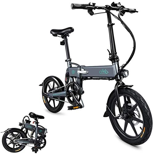 Electric Bike : dfff D2, 250W 7.8Ah Folding Electric Bicycle Foldable Electric Bike with Front LED Light for Adult (Dark Gray)