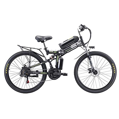 Electric Bike : DJP Mountain Bike, Furniture Electric Bike Smart Mountain Bike, Folding Ebikes for Adults, 8Ah Lithium-Ion Batter 3 Riding Modes, Max Speed 20Km Per Hour White 350W 48V 8Ah, Black