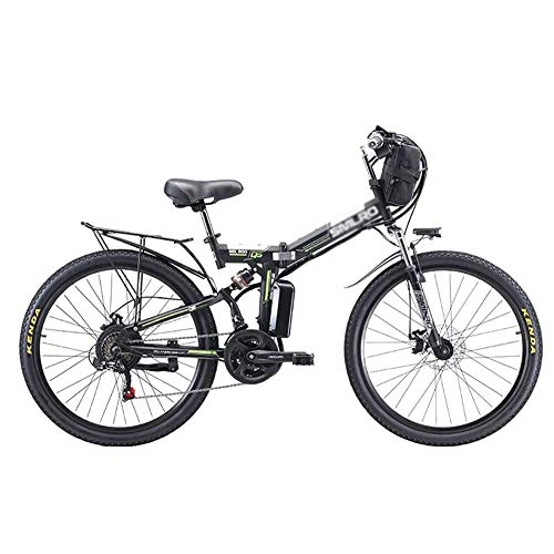 Electric Bike : DJP Mountain Bike, Furniture Folding Electric Mountain Bikes, Wheel Lithium-Ion Batter Electric Bicycle, 3 Riding Modes Ebike for Adults Outdoor Cycling Black 350W 48V 8Ah, Black, 350W 48V 8Ah