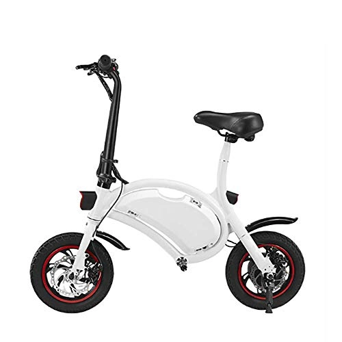 Electric Bike : Dljyy Mini ebike Electric Folding Compact Lightweight 250w 36v 26km / h 2 Wheels, Folding For Adults Unisex Bicycle 36v E Bike For Leisure Disc Brakes Electric Bicycles, White