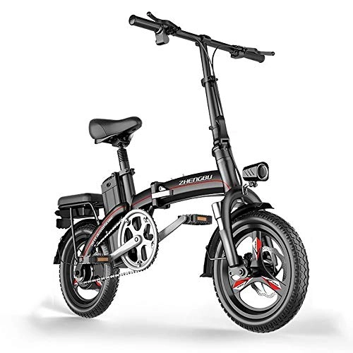Electric Bike : DODOBD 14" New Fat Tire Folding Electric Bike Beach Snow Bicycle ebike 400W Electric Moped Electric Mountain Bicycles 28AH battery life is about 200~400KM (White and Black)