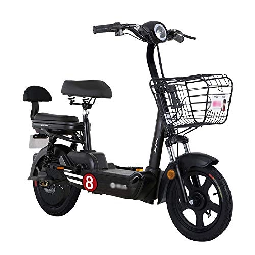 Electric Bike : DODOBD Electric Bike For Adult, Ebike High Carbon Steel Frame 14'' Electric Bicycle 350W 48V12AH Lithium Battery With Tail Indicator Light With Removable Battery (Top Speed 20km / H)