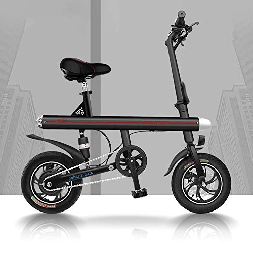 Electric Bike : DODOBD Electric Foldable Bike, 12"City Folding Adult E-Bike, Powerful Motor Speed up to 25km / h, 35km Long Reach 48V 7.8Ah Rechargeable Lithium Battery