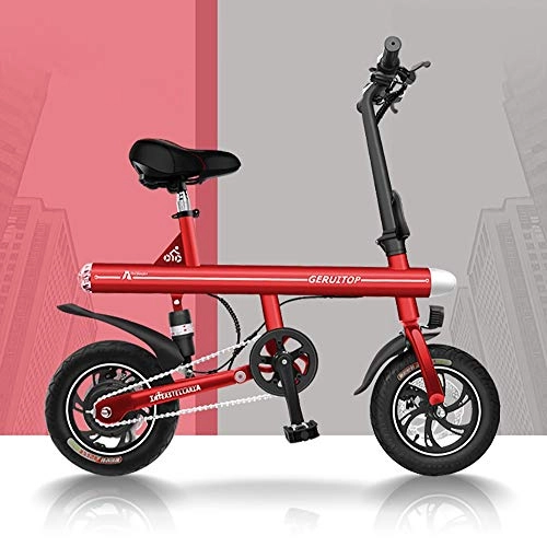 Electric Bike : DODOBD Electric Foldable Bike, 12"City Folding Adult E-Bike, Powerful Motor Speed up to 25km / h 40km Long Reach 48V 9.5Ah Rechargeable Lithium Battery