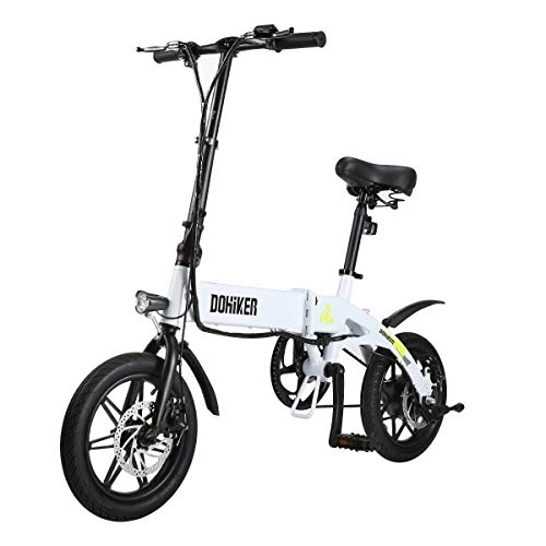 Electric Bike : Dohiker Folding Electric Bike Collapsible Moped Bicycle With LED Headlight Durable Tire Three Riding Modes USB Port