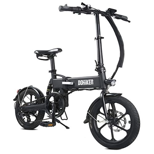 Electric Bike : Dohiker Gling Electric Folding eBike Light Weight Small Bicycle (Black)