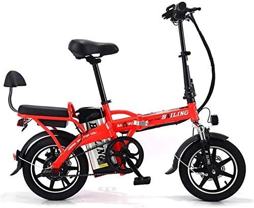 Electric Bike : Double Electric Folding Bicycles, The Folded Bicycle Pedal Lightweight Aluminum, The Electric Power And A Lithium Ion Battery 12Ah; 14 Inches With Electric Bicycle Wheels And 350W Motor QU526 WKY