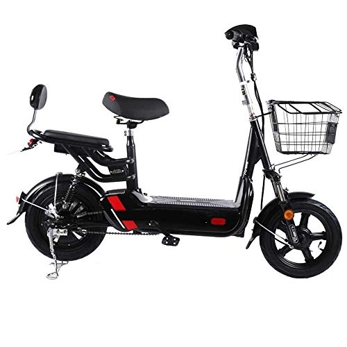 Electric Bike : Dpliu-HW Electric Bike Electric Bicycle Battery Car for Men and Women Small Electric Car Pedal Battery Car Battery Life 40 Km (Color : Black)