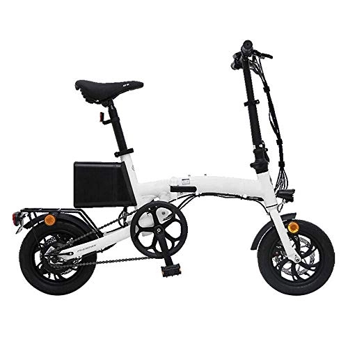 Electric Bike : Dpliu-HW Electric Bike Electric Car Small Mini Lithium Battery Folding Electric Car White 7.8A Battery Life 20~30KM (Color : White)