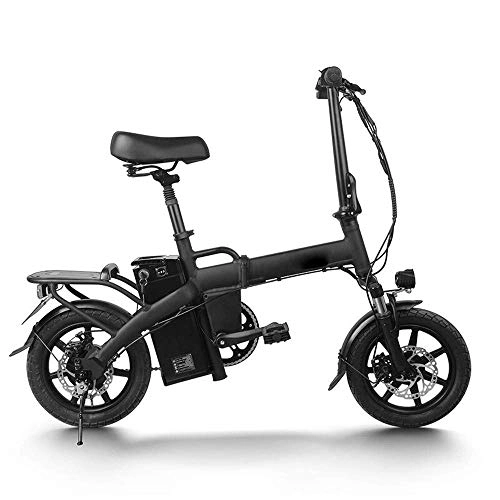 Electric Bike : Dpliu-HW Electric Bike Folding Electric Bicycle Adult Small Portable Lithium Battery Electric Car Folding Battery Car Bicycle 48V14A Power Assist about 90-100 Folding (Color : Black, Size : 14A)