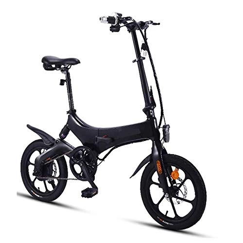 Electric Bike : Dpliu-HW Electric Bike Folding Electric Car Adult Bicycle Small Travel Battery Car Mini Generation Driving Bicycle Portable Lithium Battery Detachable 36V (Color : Black)