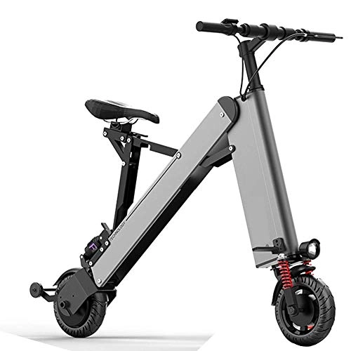 Electric Bike : Dpliu-HW Electric Bike Folding Electric Car Adult Lithium Battery Bicycle Small Mini Battery Car Travel Skateboard Motorcycle 10Ah Battery Life (Color : Gray, Size : 40km)