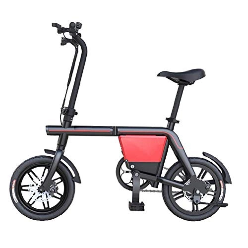 Electric Bike : Dpliu-HW Electric Bike Men and Women Foldable Electric Bicycle Power Mini Small Adult Portable Lithium Battery Battery Car 48V (Color : Red, Size : 60km)