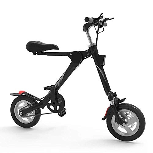 Electric Bike : Dpliu-HW Electric Bike Mini Electric Bicycle Folding Small Electric Bicycle Lithium Battery Battery Car Male and Female Adult Travel Black 36V (Color : Black)