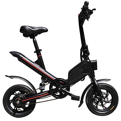 Electric Bike : DREAMyun Electric Bike Folding E-bike for adults, 12" 14" inch Wheel, Pedal Assist Commuter Cycling Bicycle, Max Speed 25km / h, Motor 250W, 6.6Ah Rechargeable Lithium Battery, Black, 12