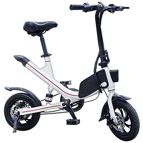 Electric Bike : DREAMyun Electric Bike Folding E-bike for adults, 12" 14" inch Wheel, Pedal Assist Commuter Cycling Bicycle, Max Speed 25km / h, Motor 250W, 6.6Ah Rechargeable Lithium Battery, White, 14