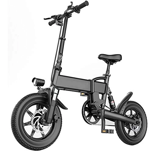 Electric Bike : DREAMyun Electric Bike Folding E-bike for adults, 14 inch Wheel, Pedal Assist Commuter Cycling Bicycle, Max Speed 25km / h, Motor 250W / 36V, 7.8Ah Rechargeable Lithium Battery, Black, 14" / 5.2AH
