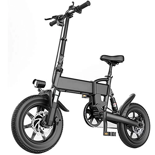 Electric Bike : DREAMyun Electric Bike Folding E-bike for adults, 14 inch Wheel, Pedal Assist Commuter Cycling Bicycle, Max Speed 25km / h, Motor 250W / 36V, 7.8Ah Rechargeable Lithium Battery, Black, 14" / 7.8AH