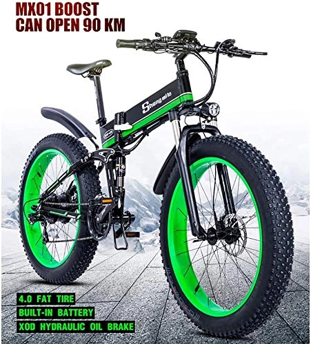 Electric Bike : Drohneks 1000W Fat Electric Bike 48V Mens Mountain E bike 21 Speeds 26 inch Fat Tire Road Bicycle Snow Bike Pedals (Removable Lithium Battery)